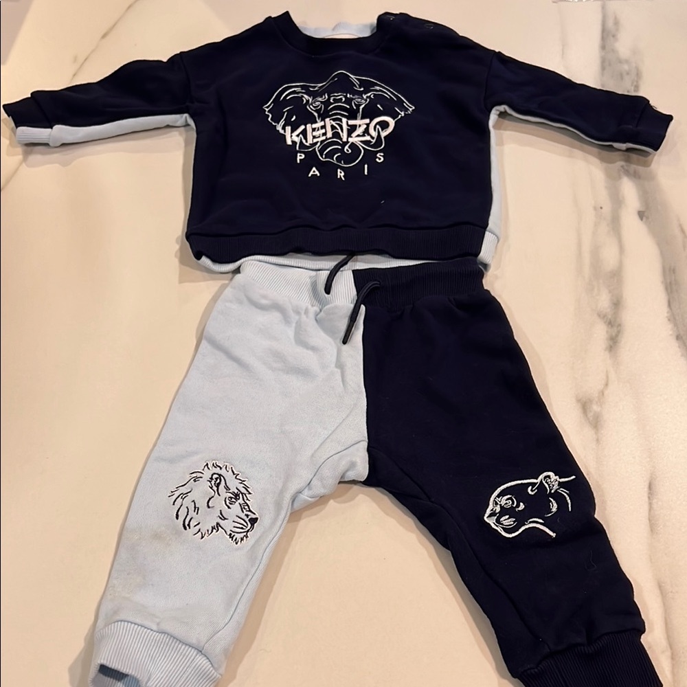 Kenzo Blue Sweatpants with Graphic Design